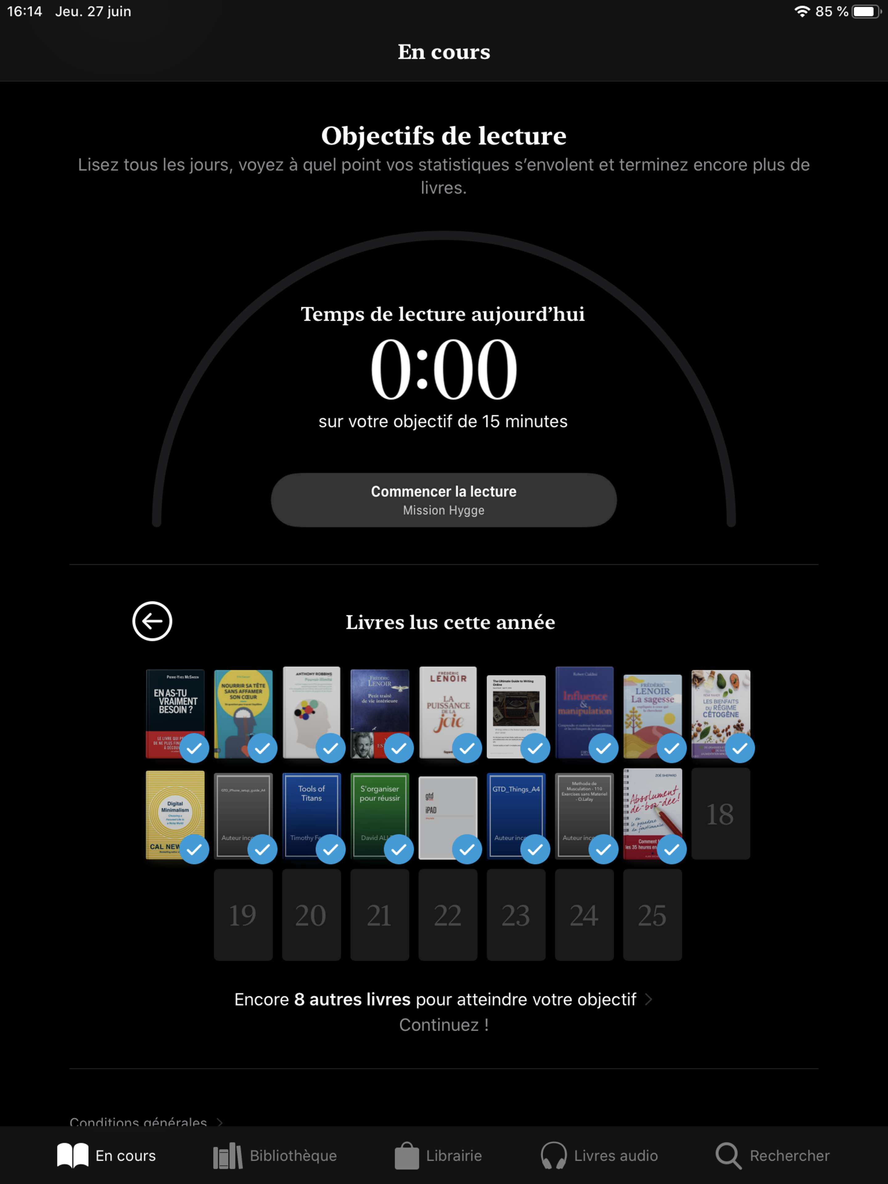 Les objectifs de lectures débarquent sur iOS 13