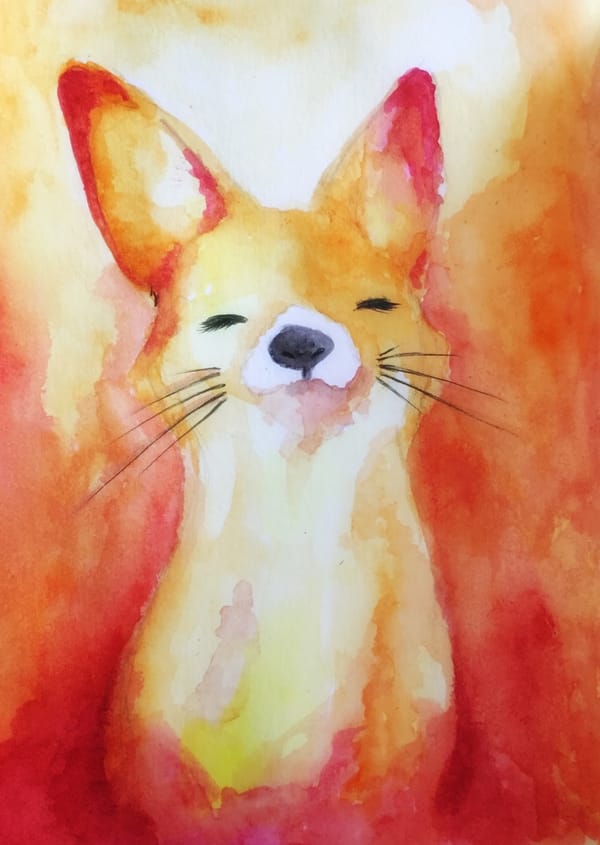 white and orange cat painting