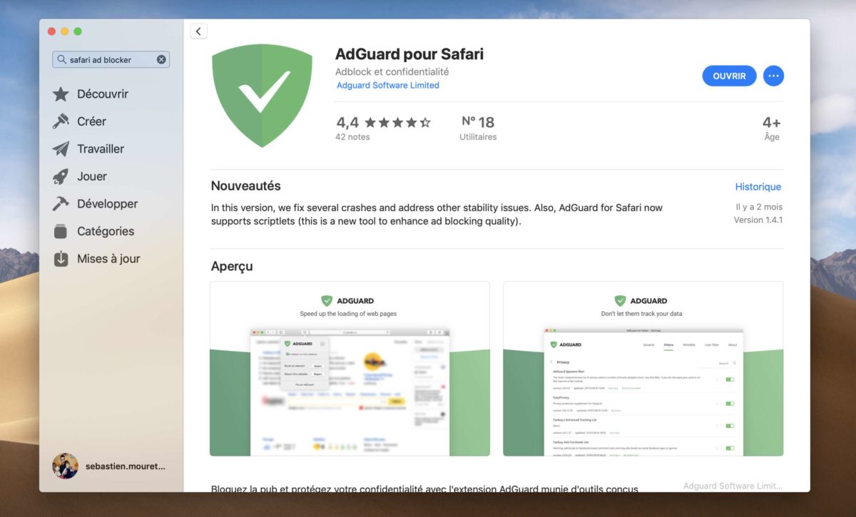 Adguard pour Safari un excellent logiciel anti pub